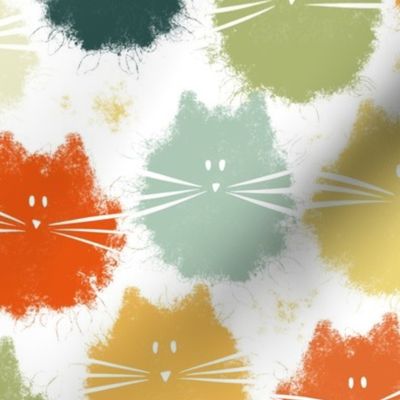 cat - fluffer cat vintage colors - cute fluffy cats - cat fabric