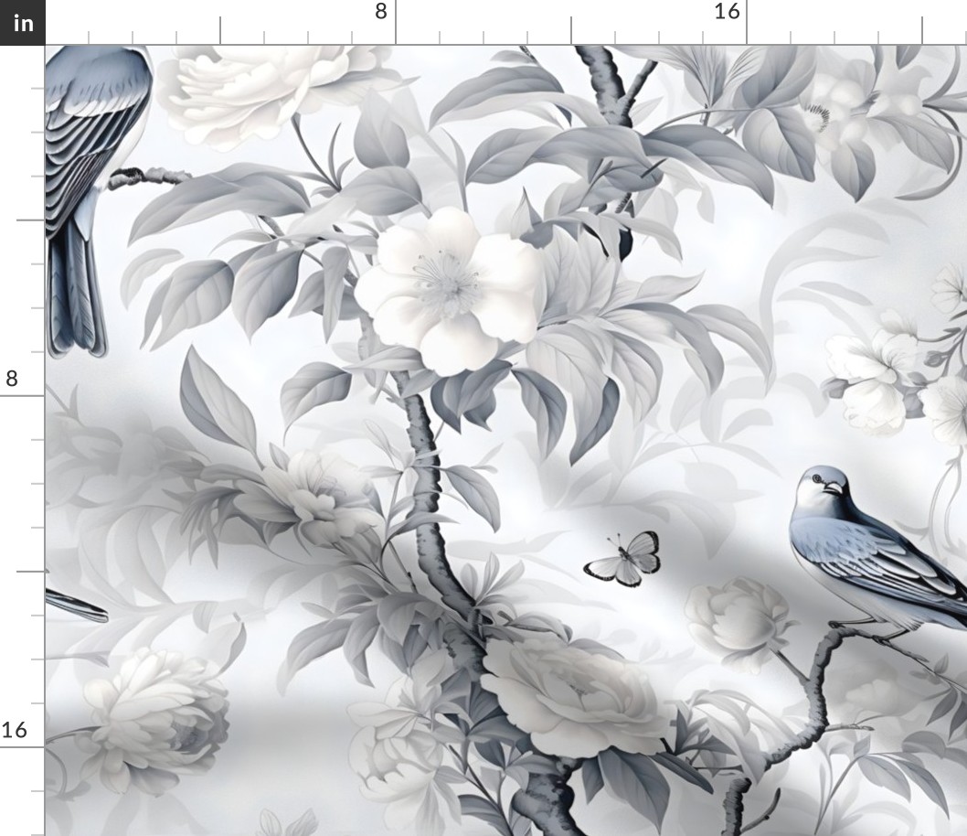 Jumbo Nature's Elegance: A Symphony of Birds, Flowers, and Butterflies in Monochrome