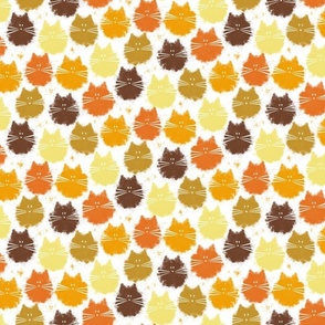 small scale cat - fluffer cat autumn colors - cute fluffy cats - cat fabric