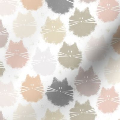 small scale cat - fluffer cat neutral colors - cute fluffy cats - cat fabric