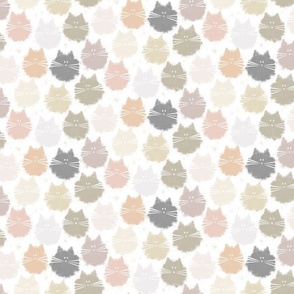 small scale cat - fluffer cat neutral colors - cute fluffy cats - cat fabric