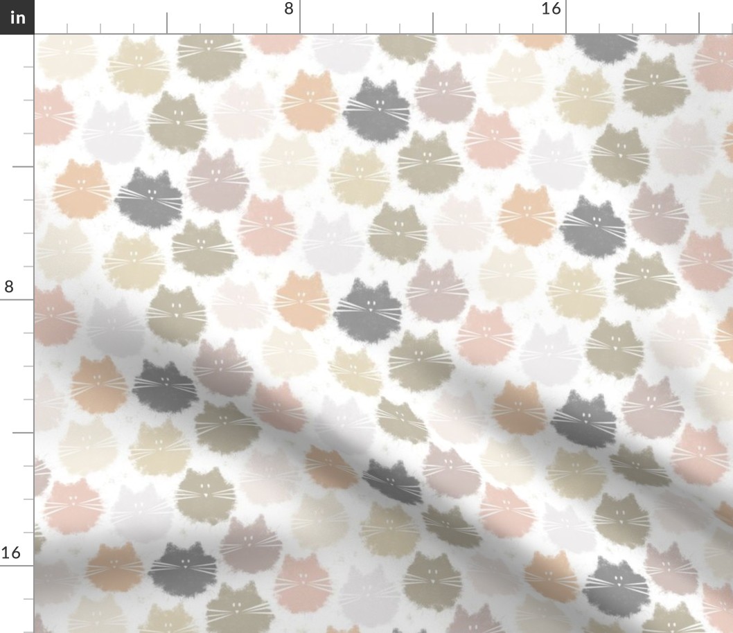 small scale cat - fluffer cat neutral colors - cute fluffy cats - cat fabric