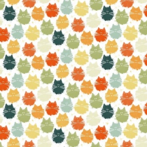 small scale cat - fluffer cat vintage colors - cute fluffy cats - cat fabric