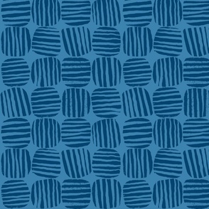 Striped Circle Squares Blue - Small