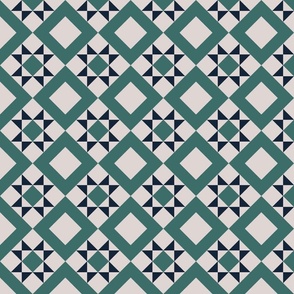 Geometric green tile floor inspiration, Small 4 inches