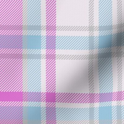 Crossroads Plaid in Hot Pink Baby Blue and White