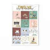 Modern 12 Days of Christmas Tea Towel & Wall Hanging