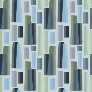 Abstract and textured overlapping rectangular shapes in muted tones of greys and blues S