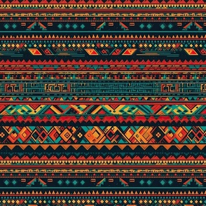 Small Bright Multicolored Geometric Aztec Pattern