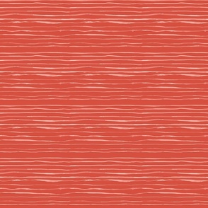 Horizontal Painted Watercolor Stripe - Vermilion red/orange, Hot Red