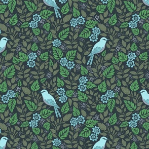 Singing birds - Birds in green and teal M