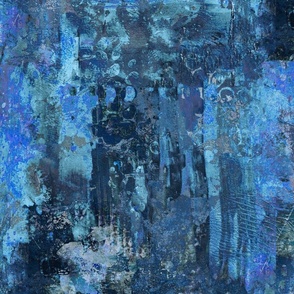 Modern Abstract Distressed  Paint Texture Denim Blue