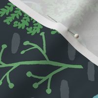 Little Birds In The Leafy Spray - Teal and Spring Green XL