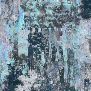 Modern Abstract Distressed  Paint Texture Blue And Mint