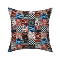 Speedway Race Car Racing Automobile Cheater Quilt Wholecloth 2x2"