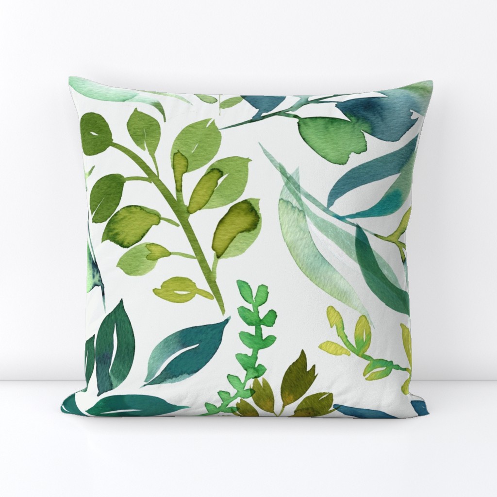 Botanical watercolor leaves - Green botanical - Jumbo Large