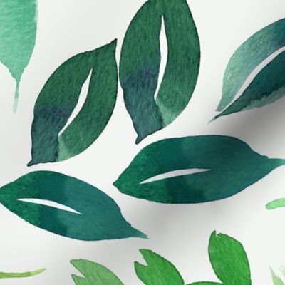 Botanical watercolor leaves - Green botanical - Jumbo Large