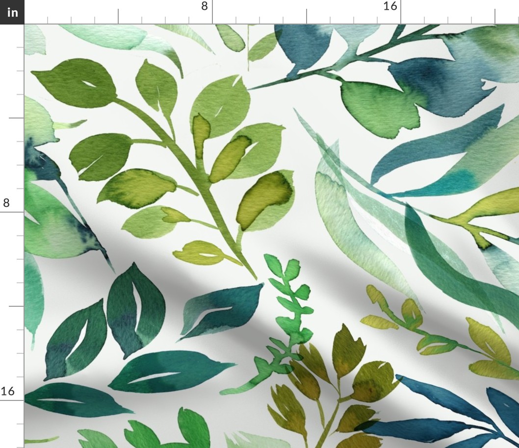 Botanical watercolor leaves - Green botanical - Jumbo Large