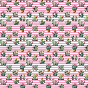 Cactus on Pink Stripes Mini Scale
