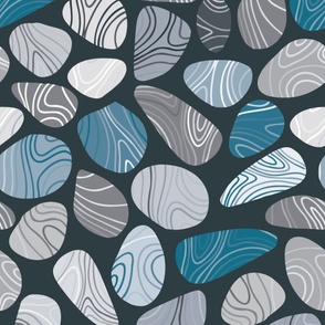 Rocks with stripes in grey and turquoise blue - extra large 39.5"