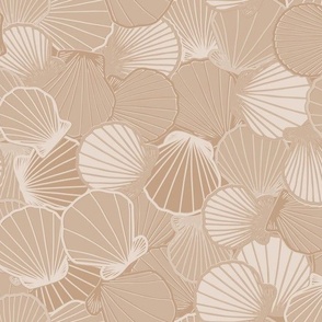 Scallop shells in sand and beige - medium scale 12.5"