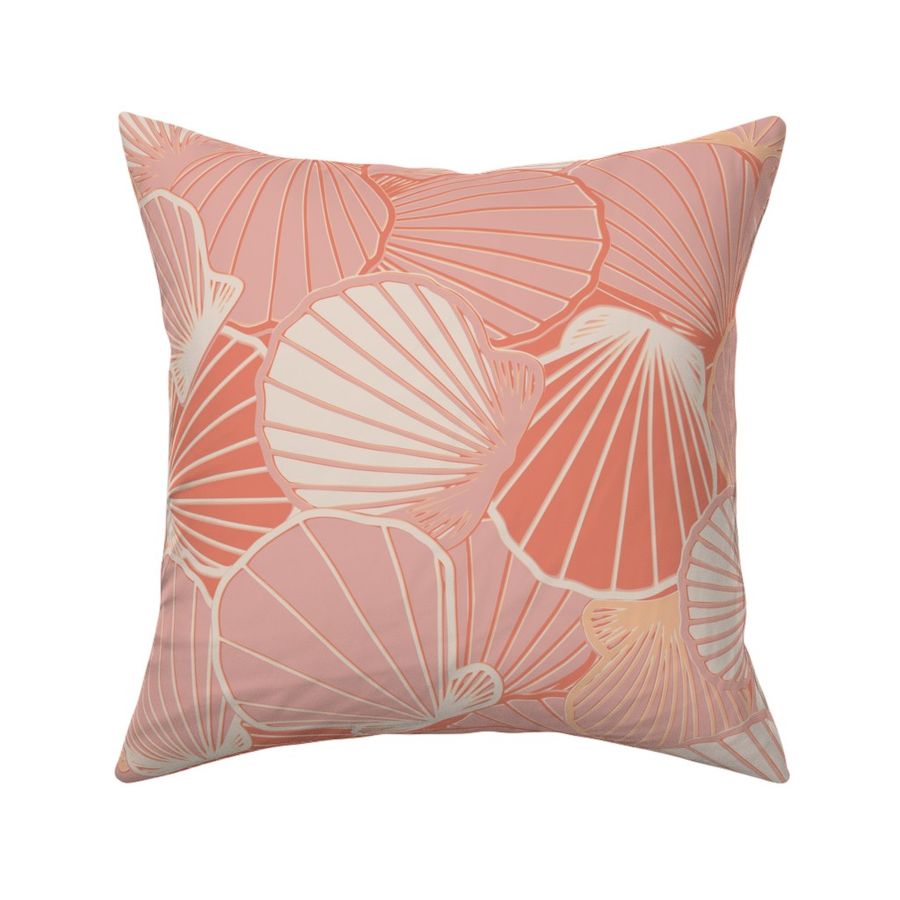 Scallop shells in coral and pink - large scale 25"