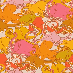 Groovy Octopus - Retro Pink & Yellow