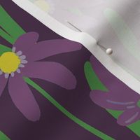 Medium Meadow Floral - Purple and green painterly flowers - artistic brush stroke daisy  kopi