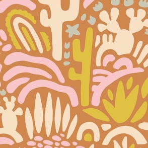 Desert Spirit – Cactus Landscape in Clay Orange and Pink 