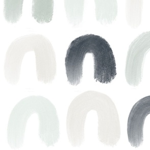 Watercolor Painted Lines | Large Scale | Pale Pink, Sage Arches, Navy Blue, Bright White | minimal rainbows