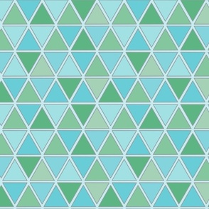 Horizontal Blue and Green Triangles on Blue