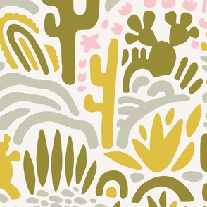 Desert Spirit – Cactus Landscape in Cream and Green