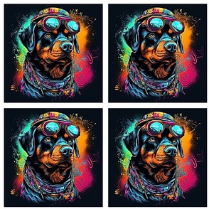 Colorful Rottweiler with Sunglasses panel Nine inch