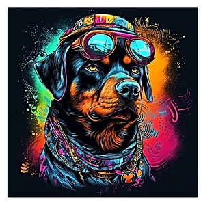Colorful Rottweiler with Sunglasses Panel Eighteen Inch
