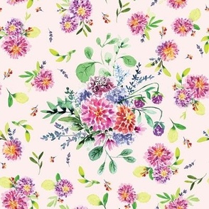 Watercolor Bouquet Pink 8x8in