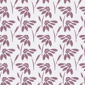 Medium // Wynona: Coneflowers, Echinacea Daisy Wildflower - Cream & Dusky Orchid Purple