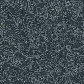 Mehndi Paisley-dark blue medium scale