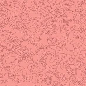 Mehndi Paisley-coral large scale