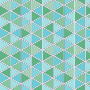 Vertical Blue and Green Triangles on Gray
