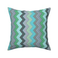 Vertical Chevron - Blues, Greens, and Grays