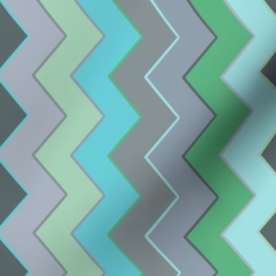 Vertical Chevron - Blues, Greens, and Grays