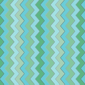 Vertical Chevron - Blues and Greens