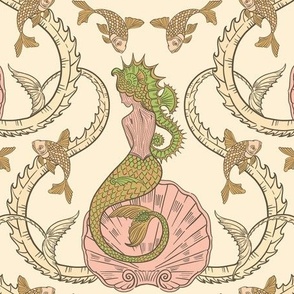 Mermaid Fantasy Nouveau Large Pink and Green