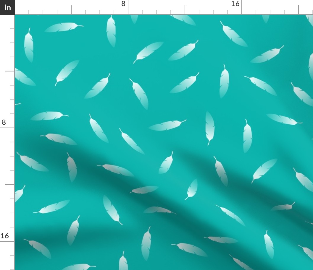 Feathers (white on turquoise)