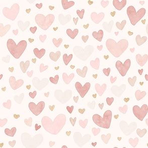 Pink and Gold Watercolor Hearts