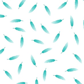 Feathers (turquoise on white)