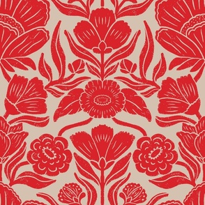 Damask - Red and Tan