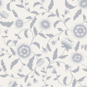 vintage trailing floral - blue and white