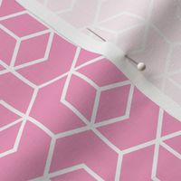 Hexagon Trellis - white on pink