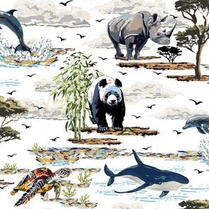Endangered Wild Animals Wildlife Sea Life, Save Our Planet, Dolphin, Whale, Sea Turtle, Rhinoceros, Giant Panda